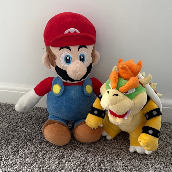 Nintendo Mario and Bowser Plush Duo - Red, Blue, Orange - Picture 3 of 3